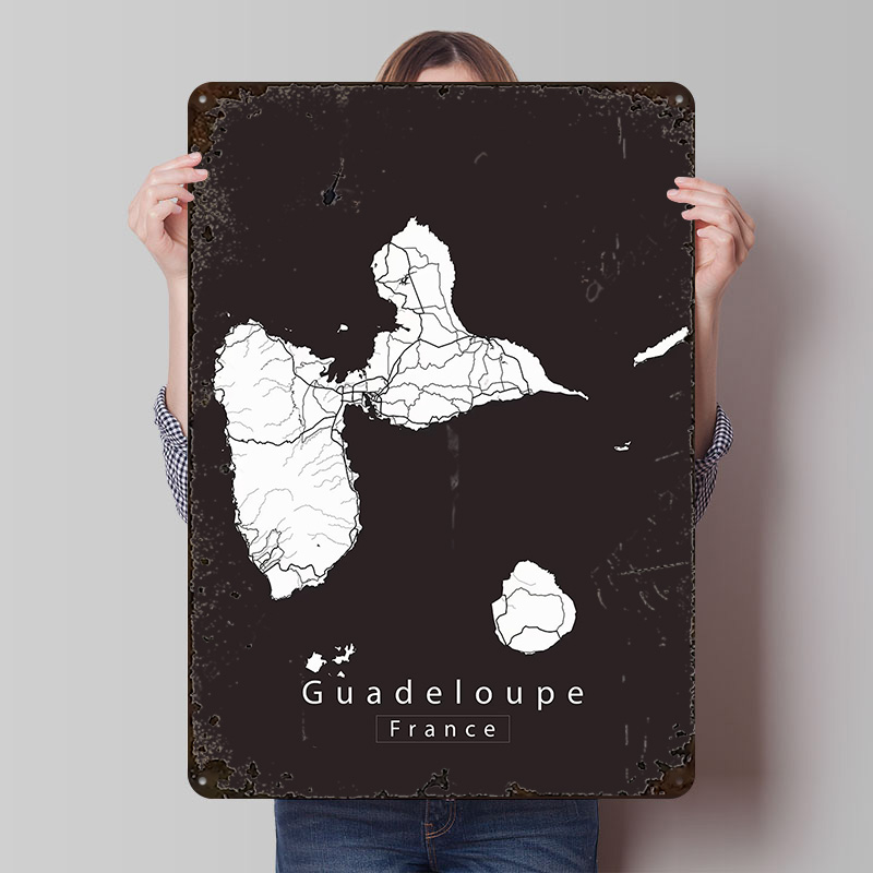 Retro Gaming Island - Guadalupe ilha mapa flandres cartaz personalizado