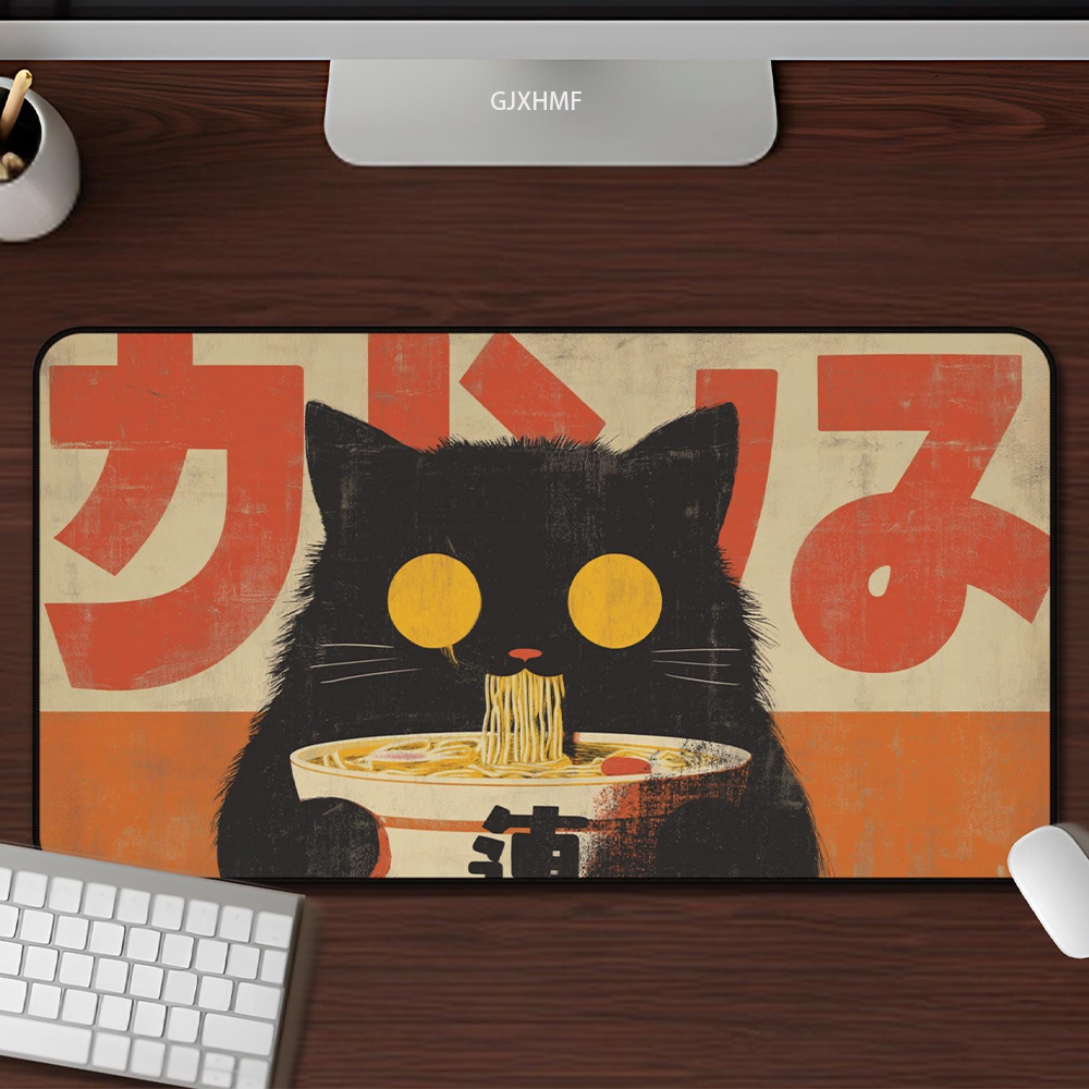 Retro Gaming Xl - Mouse Pad Grande Kawaii Gato Preto