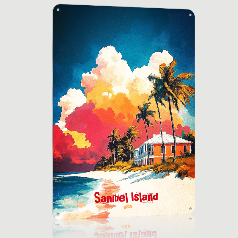Retro Gaming Island - Sanibel ilha arte impressa cartaz personalizado