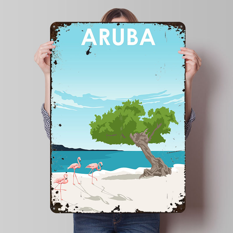 Retro Gaming Island - Aruba ilha viagem impresso cartaz personalizável