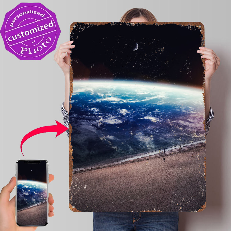 Retro Gaming At - Placa de Metal Personalizada 'Space Beach