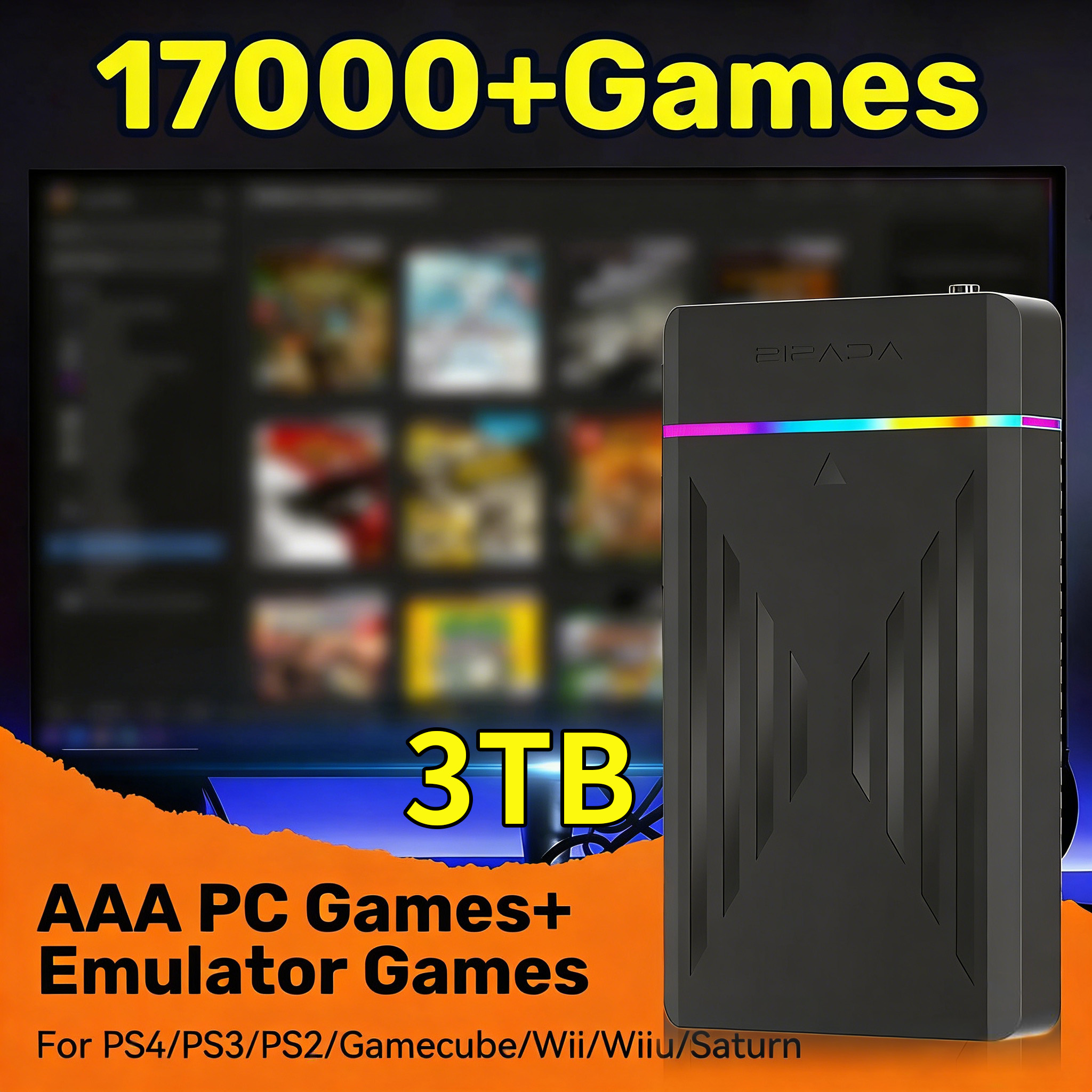 HDD Portátil de 3TB para Jogos - Retro Gaming Download avaliação e preço